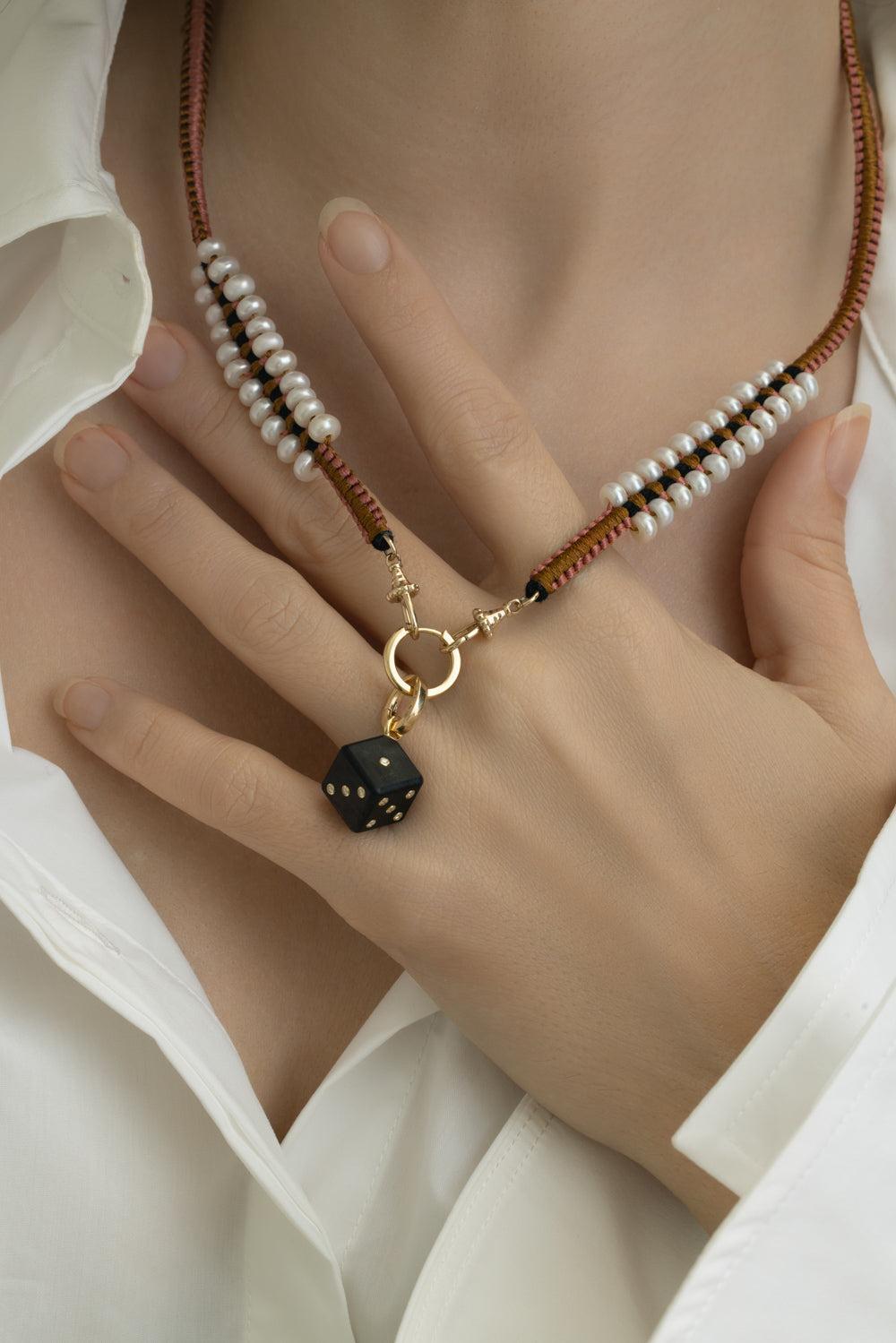 Diamond Ebony Dado Pendant-YELLOW GOLD-JEWELRYFINE JEWELPENDANT-MARIE LICHTENBERG