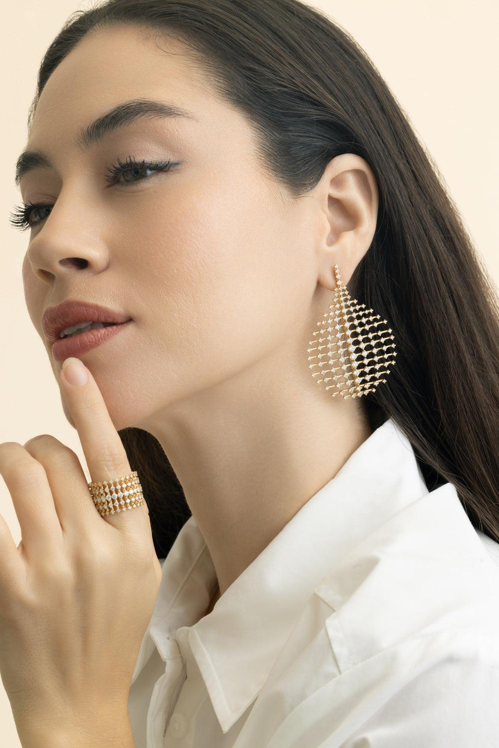 Diamond Disco Medium Earrings-YELLOW GOLD-JEWELRYFINE JEWELEARRING-FERNANDO JORGE