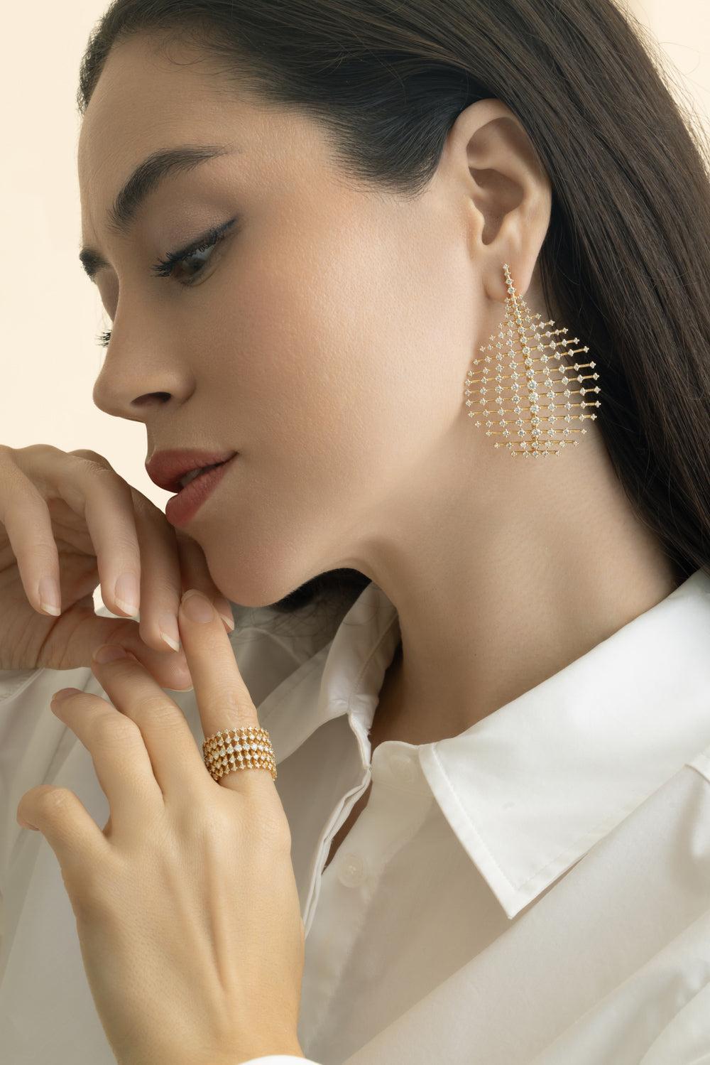 Diamond Disco Medium Earrings-YELLOW GOLD-JEWELRYFINE JEWELEARRING-FERNANDO JORGE
