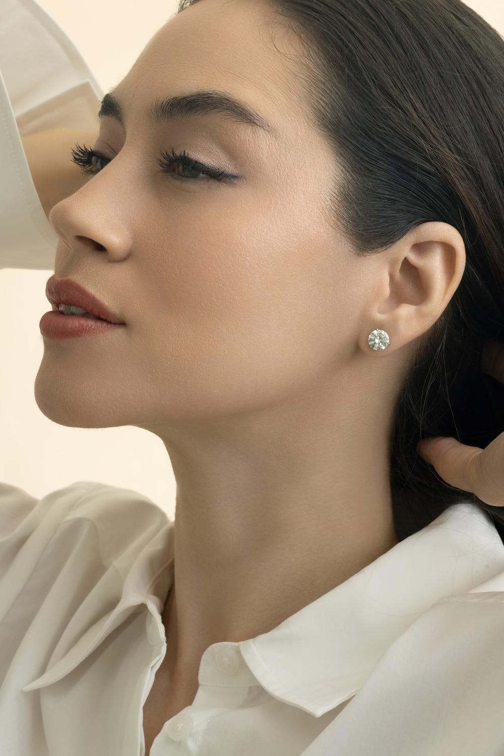 Round Diamond Stud Earrings - 4.02ct-PLATINUM-JEWELRYFINE JEWELEARRING-KWIAT