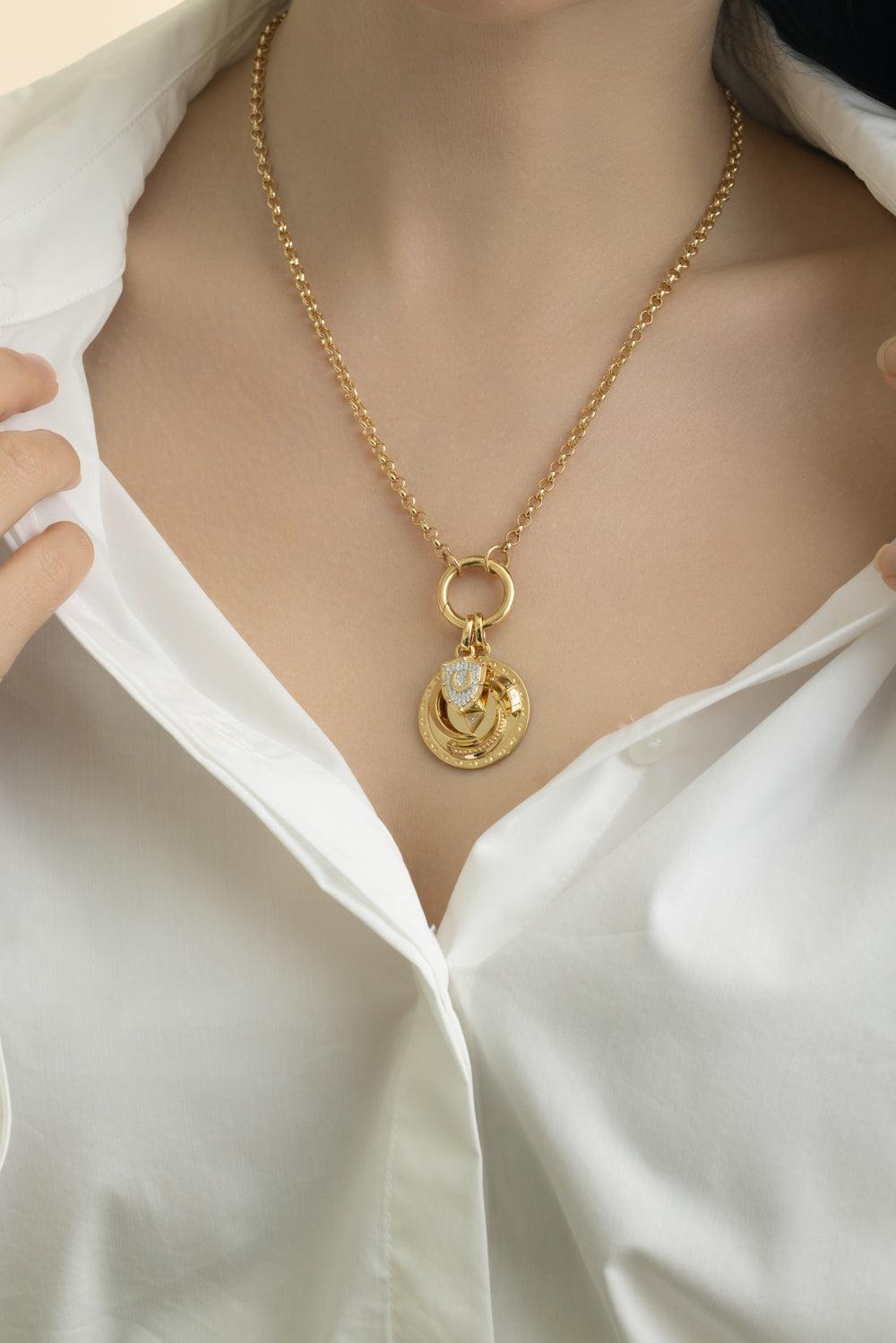 Protection La Loba Claw Triskele Large Medallion-YELLOW GOLD-JEWELRYFINE JEWELPENDANT-FOUNDRAE