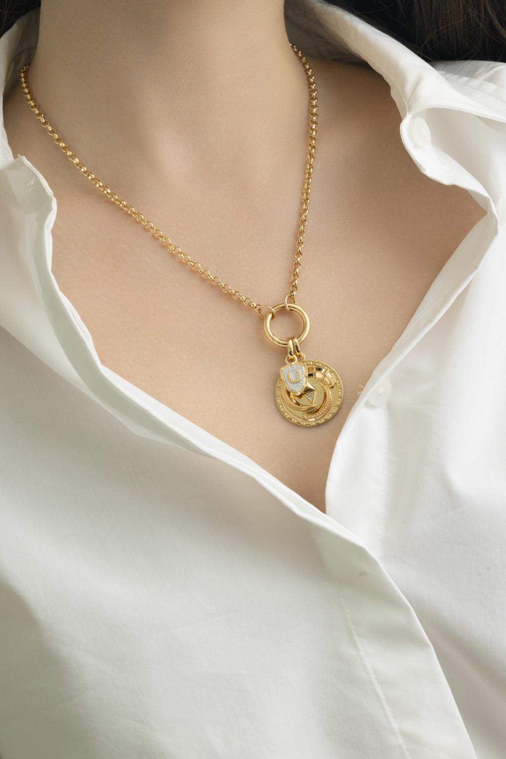 Protection La Loba Claw Triskele Large Medallion-YELLOW GOLD-JEWELRYFINE JEWELPENDANT-FOUNDRAE