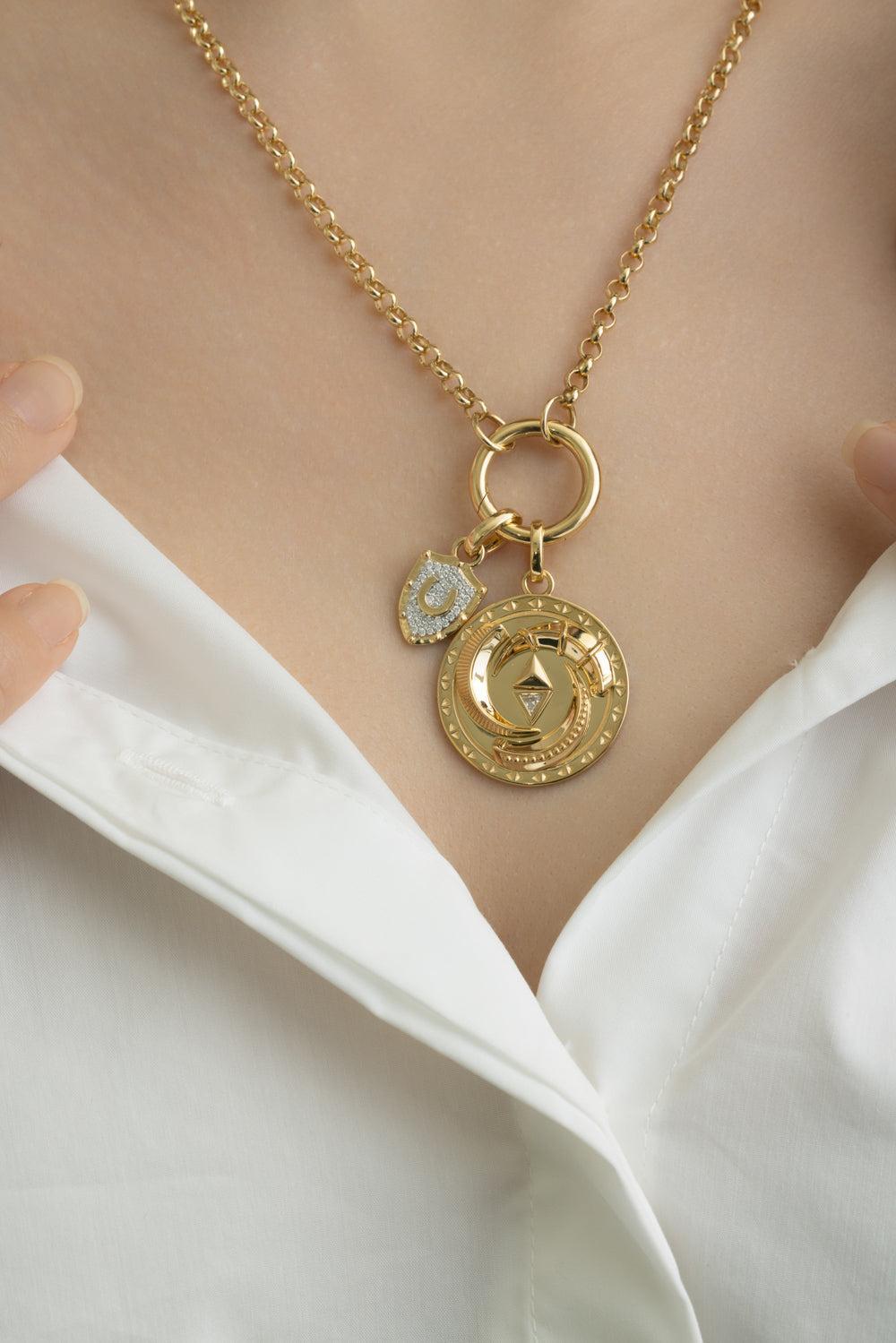 Protection La Loba Claw Triskele Large Medallion-YELLOW GOLD-JEWELRYFINE JEWELPENDANT-FOUNDRAE