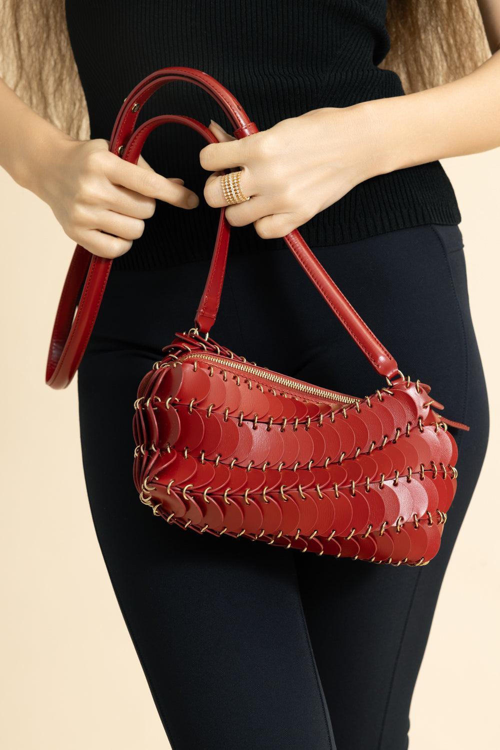 Red Paco Shoulder Bag-REDLTGLD-HANDBAGSHOULDER-RABANNE