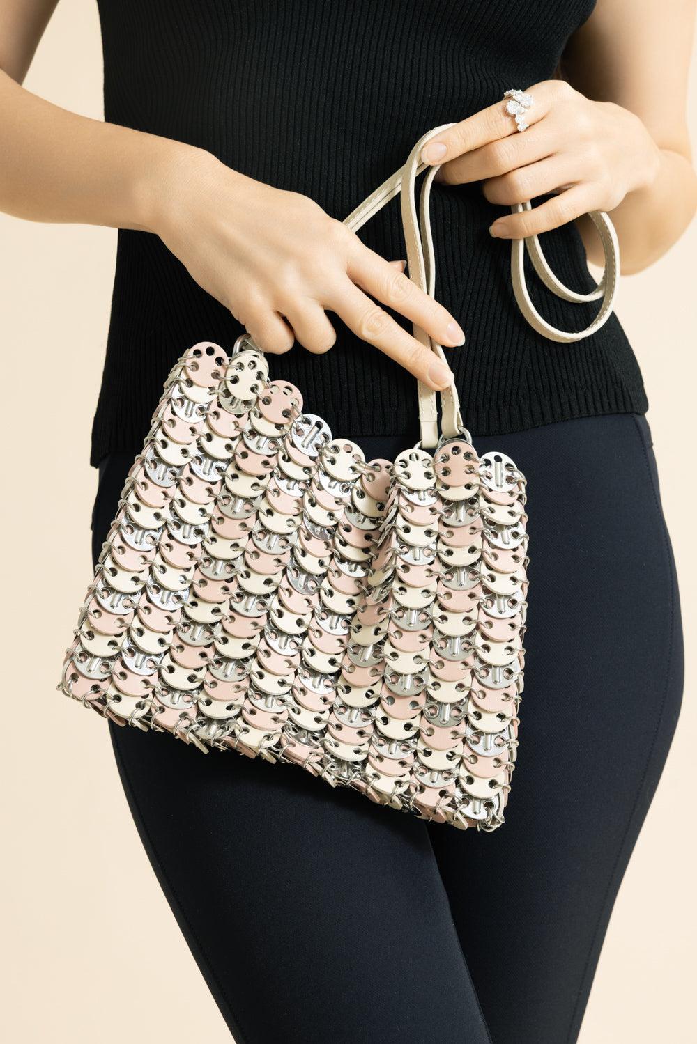 Tricolor Nano Bag - Blush Silver-SLVBLUSH-HANDBAGSHOULDER-RABANNE