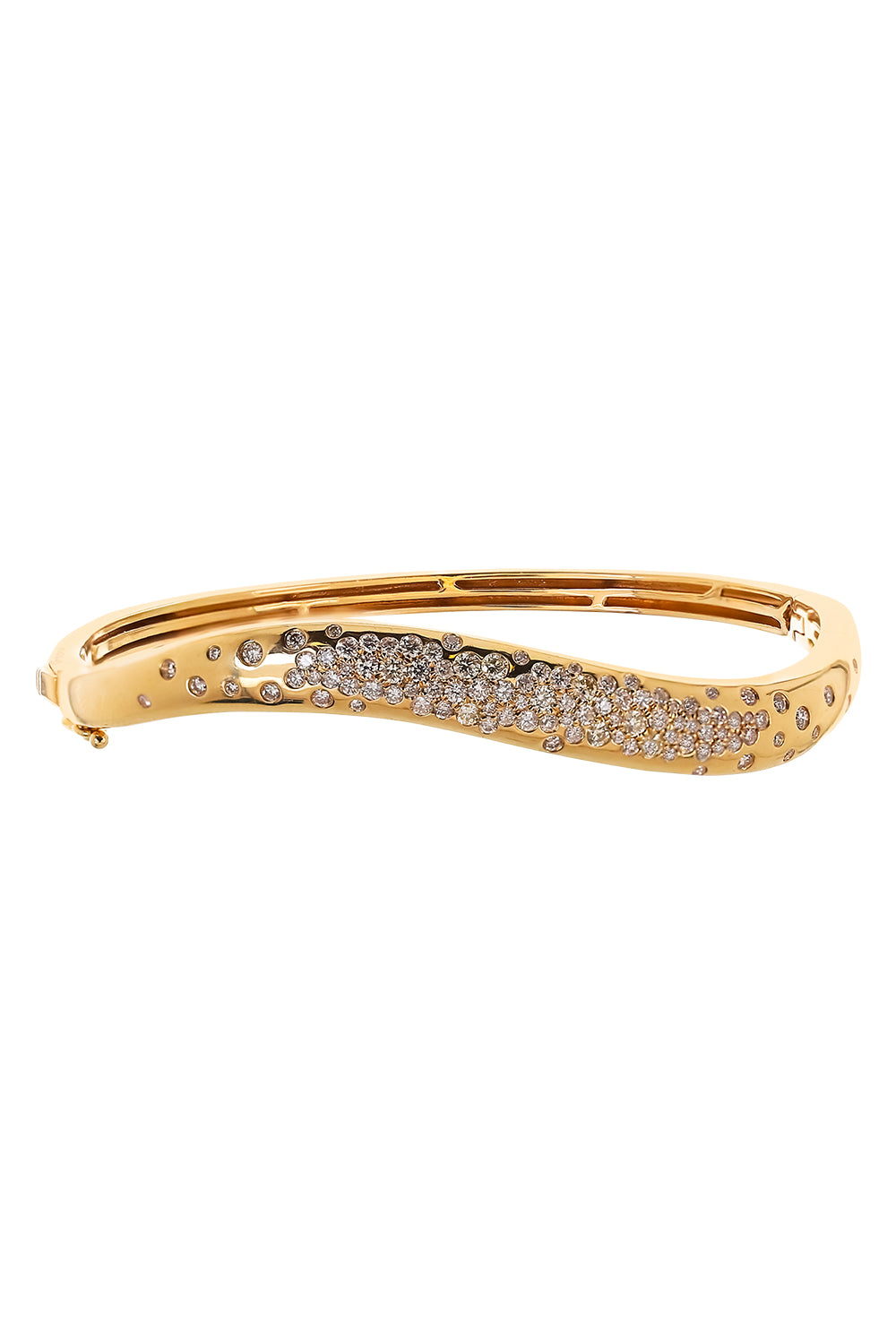 Diamond Scattered Wave Bangle Bracelet
