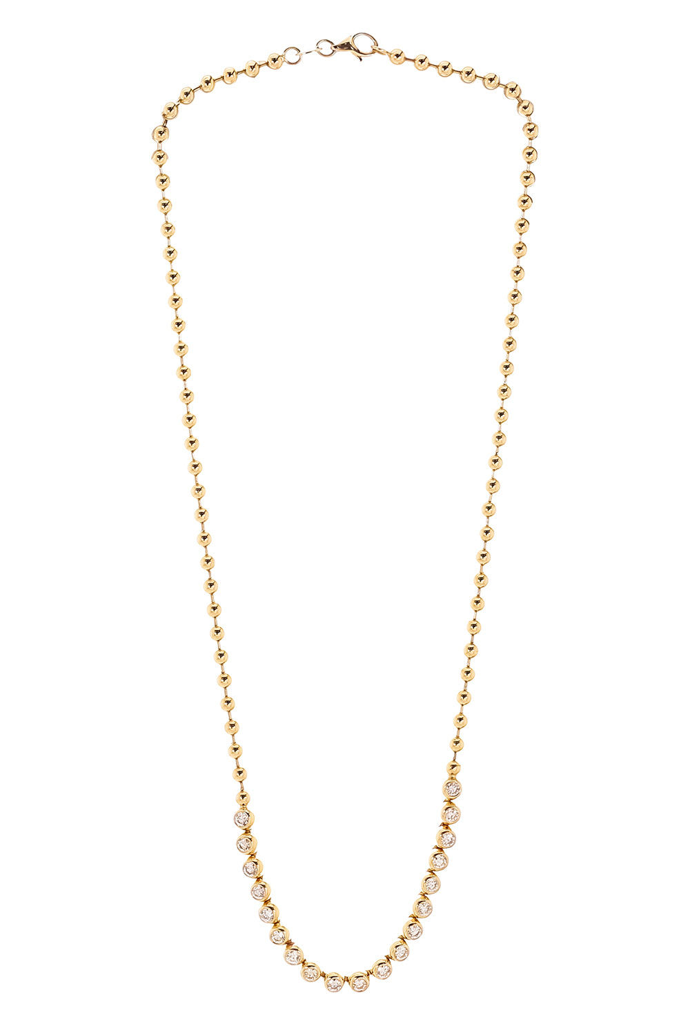 Diamond Bezel Set Ball Chain Necklace