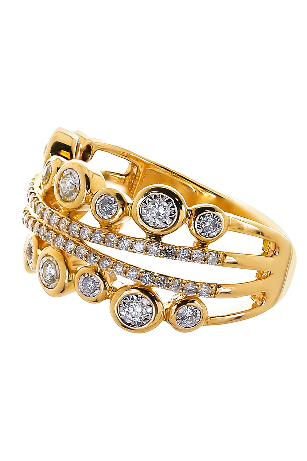Diamond Round Bezel Row Ring