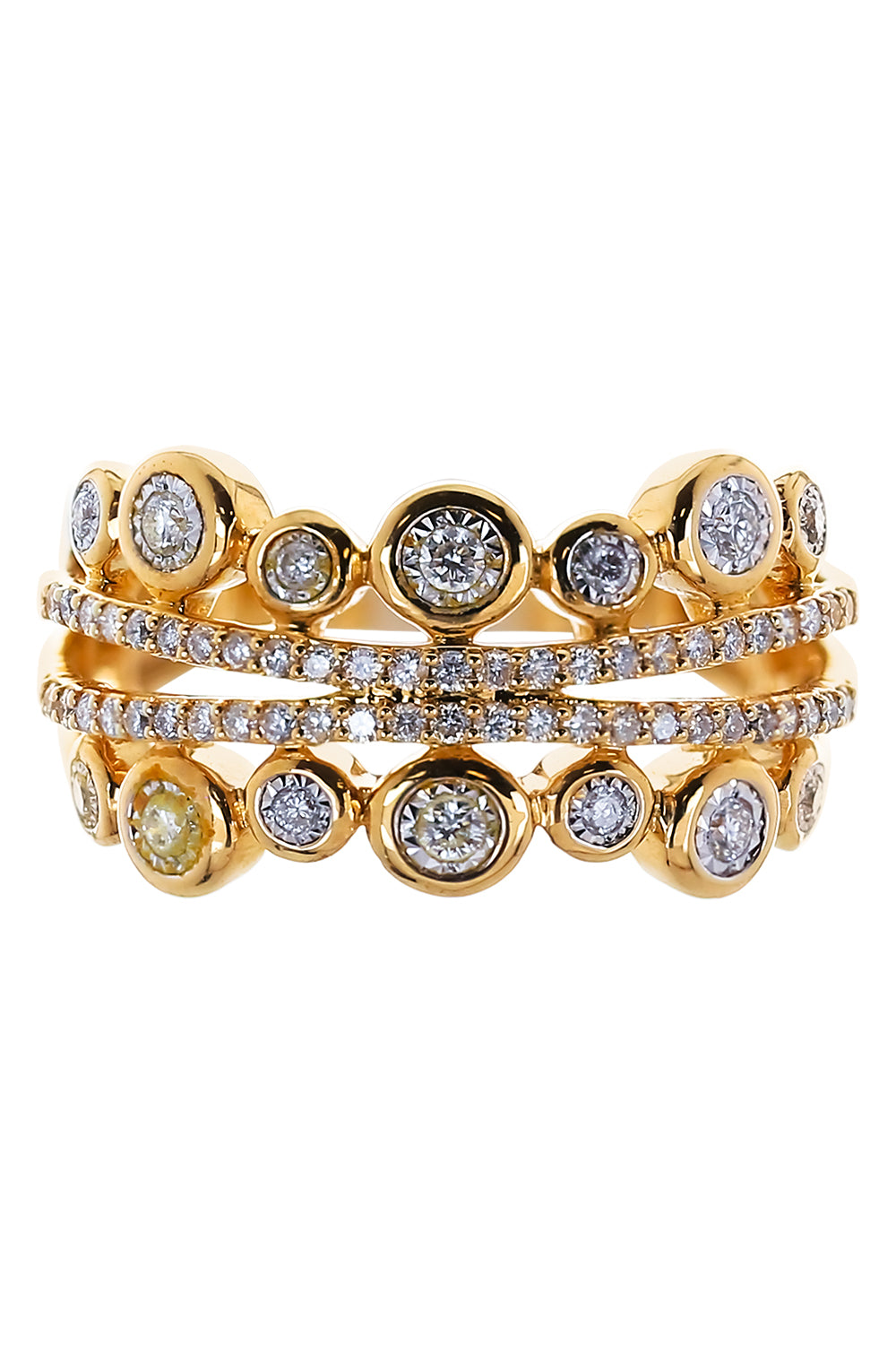 Diamond Round Bezel Row Ring