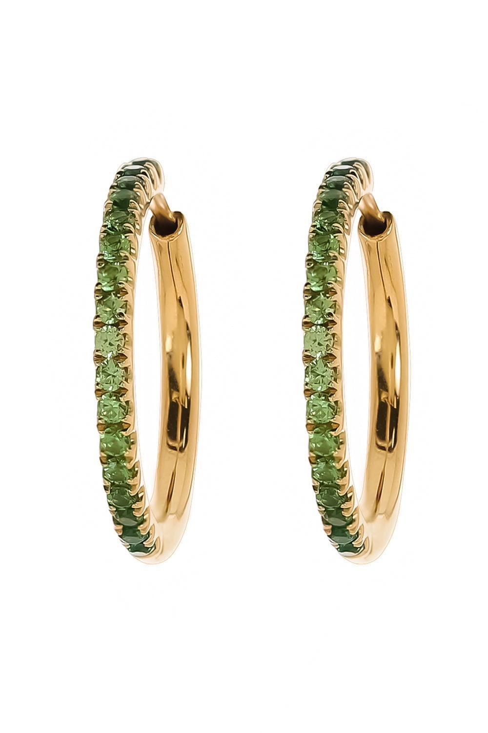Tsavorite Garnet Sapphire Ombre Hoop Earrings-YELLOW GOLD-JEWELRYFINE JEWELEARRING-LISA NIK