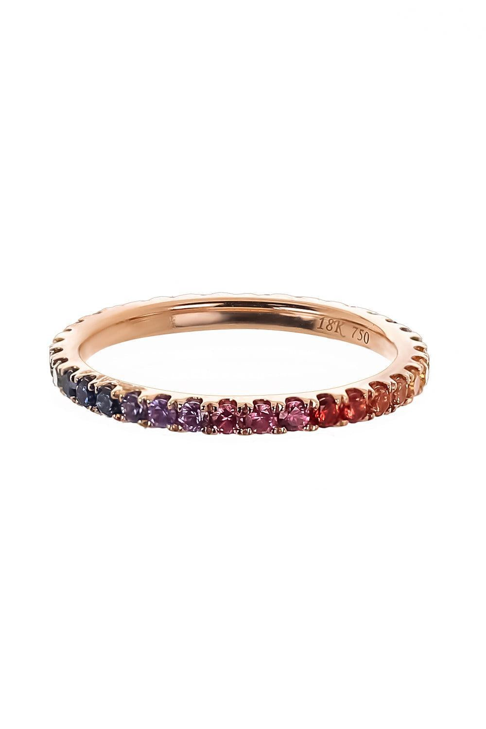Rainbow Sapphire Skinny Band Ring-ROSE GOLD-5.75-JEWELRYFINE JEWELRING-LISA NIK