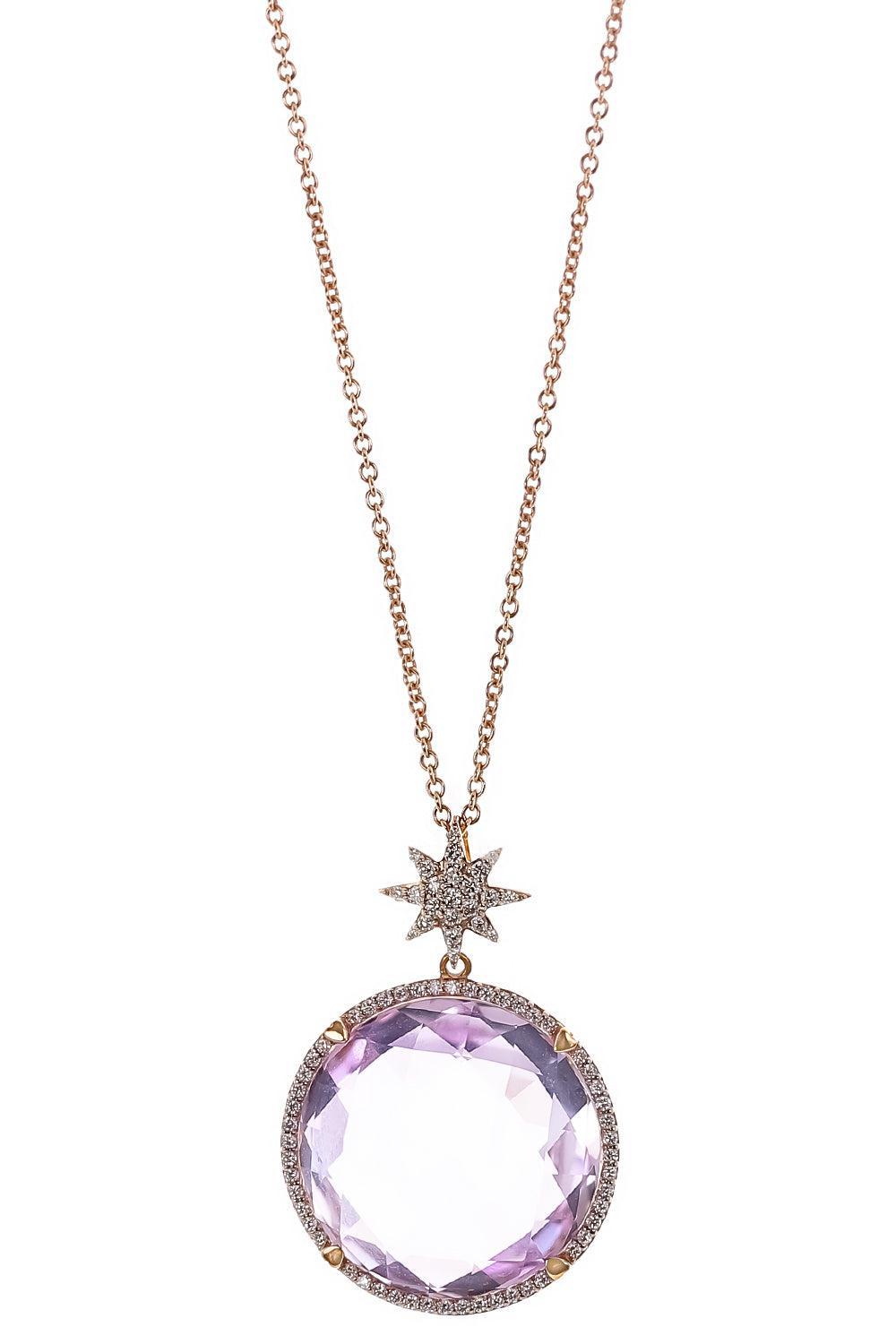 Amethyst Star Bail Necklace-ROSE GOLD-JEWELRYFINE JEWELNECKLACE O-LISA NIK