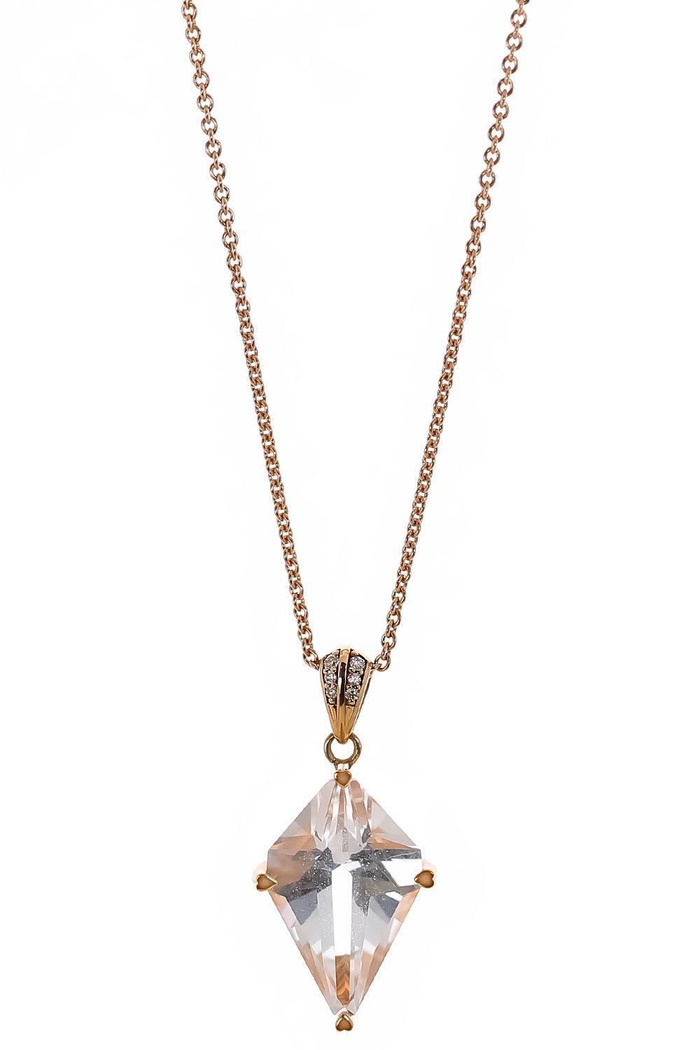 Clear Quartz Diamond Kite Necklace-ROSE GOLD-JEWELRYFINE JEWELNECKLACE O-LISA NIK