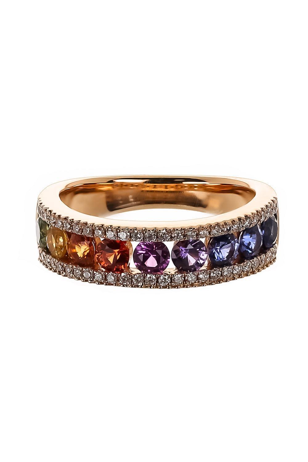 Rainbow Sapphire Band Ring-ROSE GOLD-6.25-JEWELRYFINE JEWELRING-LISA NIK