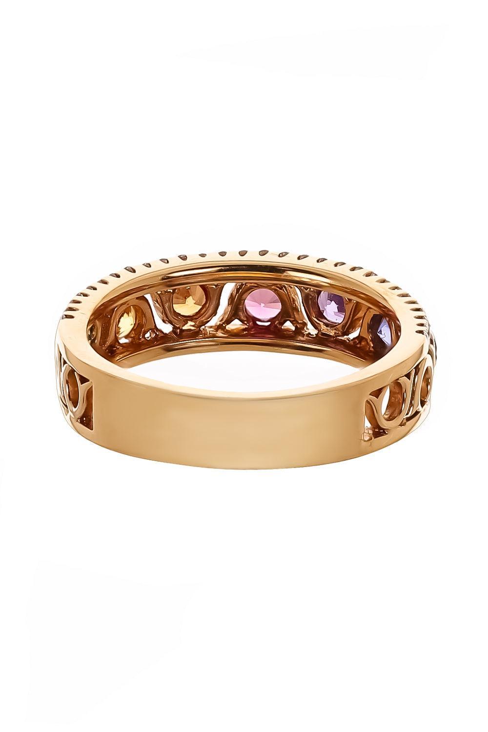 Rainbow Sapphire Diamond Circle Band Ring-ROSE GOLD-5.75-JEWELRYFINE JEWELRING-LISA NIK