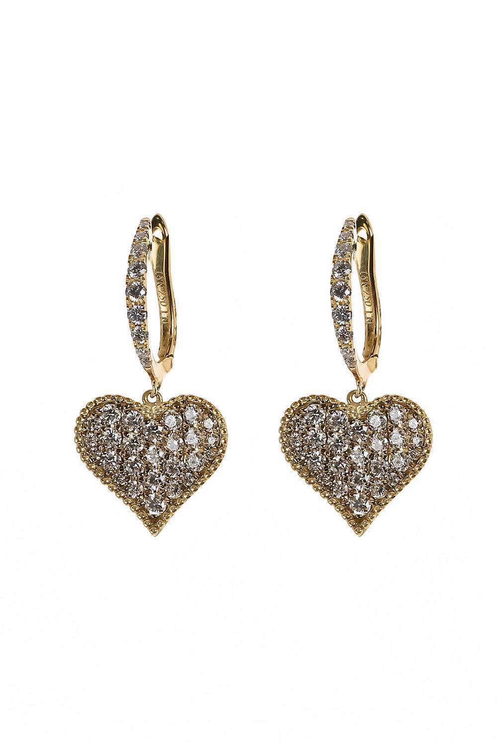 Diamond Heart Drop Earrings-YELLOW GOLD-JEWELRYFINE JEWELEARRING-LISA NIK