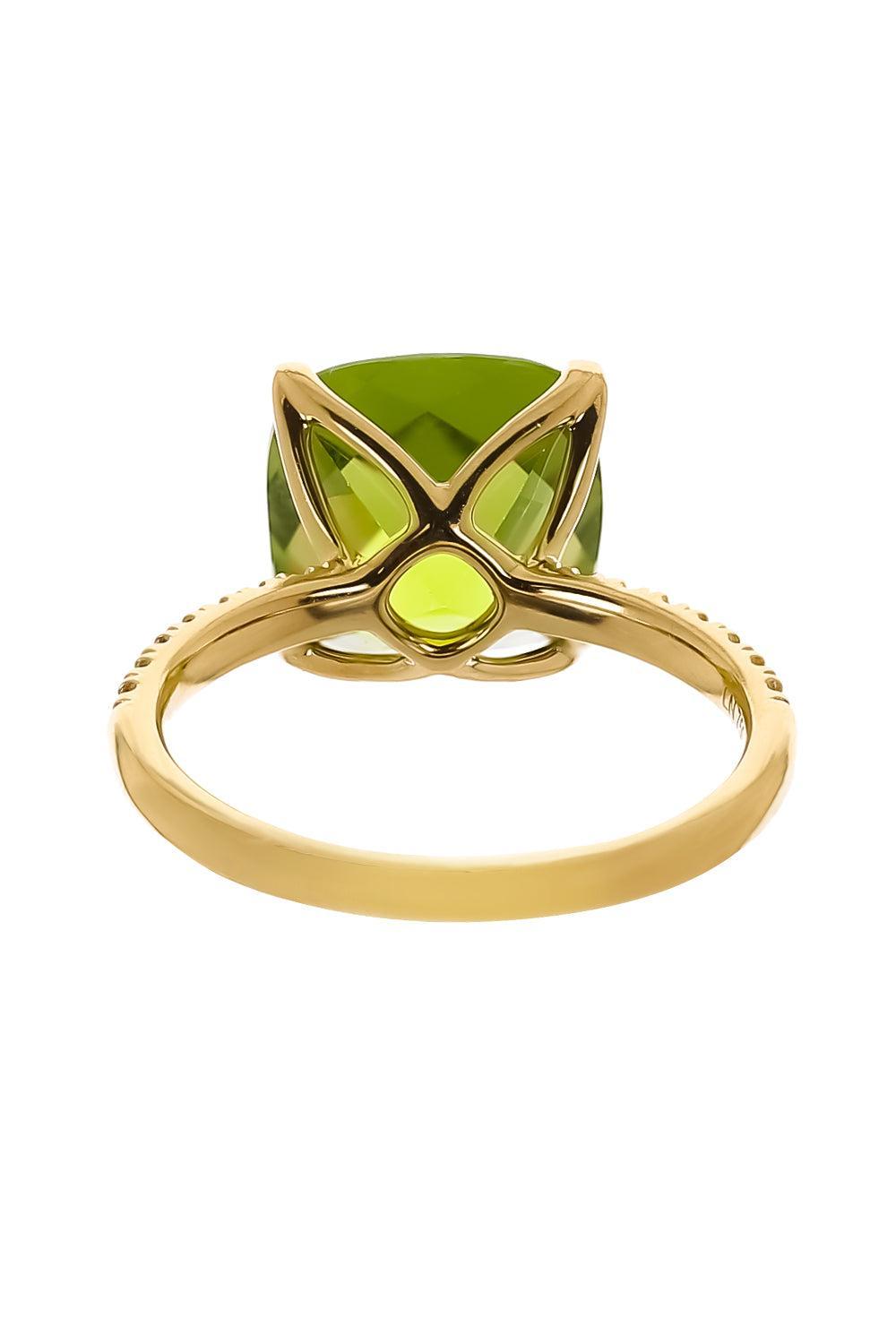 Diamond Peridot Cushion Ring-YELLOW GOLD-5.5-JEWELRYFINE JEWELRING-LISA NIK