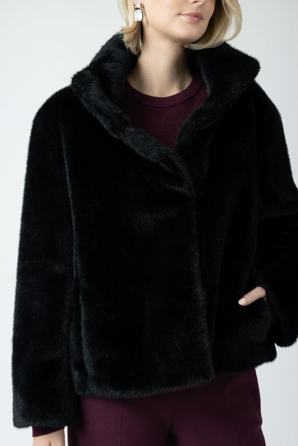 Faux Fur Jacket-BLACK-2-CLOTHINGJACKETEVENING-MAX MARA