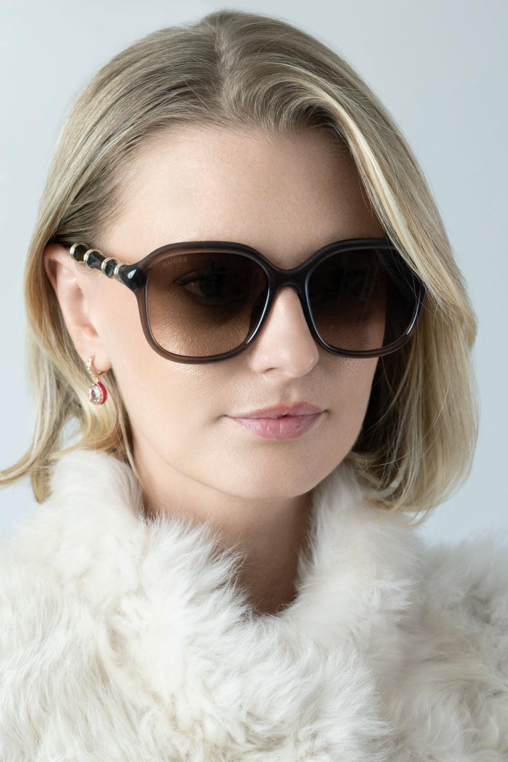 Rounded Square Sunglasses - Brown-BROWN-ACCESSORIESUNGLASSES-GUCCI