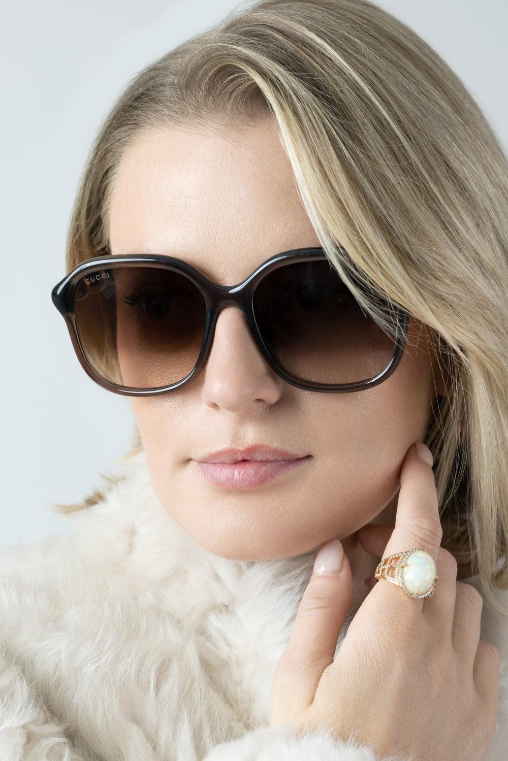 Rounded Square Sunglasses - Brown-BROWN-ACCESSORIESUNGLASSES-GUCCI