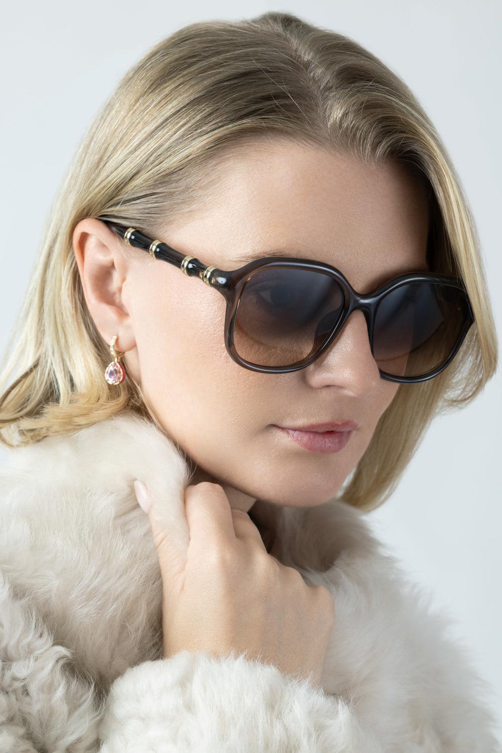  Rounded Square Sunglasses - Brown-BROWN-ACCESSORIESUNGLASSES-GUCCI 