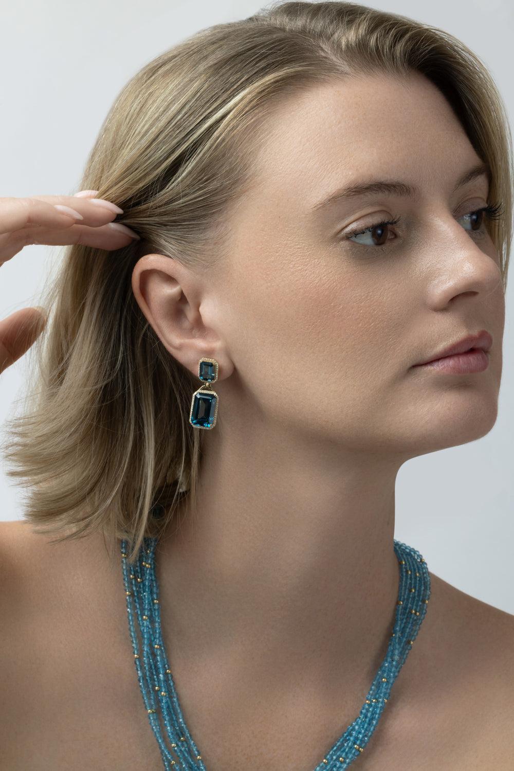  London Blue Topaz Diamond Gossip Earrings-YELLOW GOLD-JEWELRYFINE JEWELEARRING-GOSHWARA 
