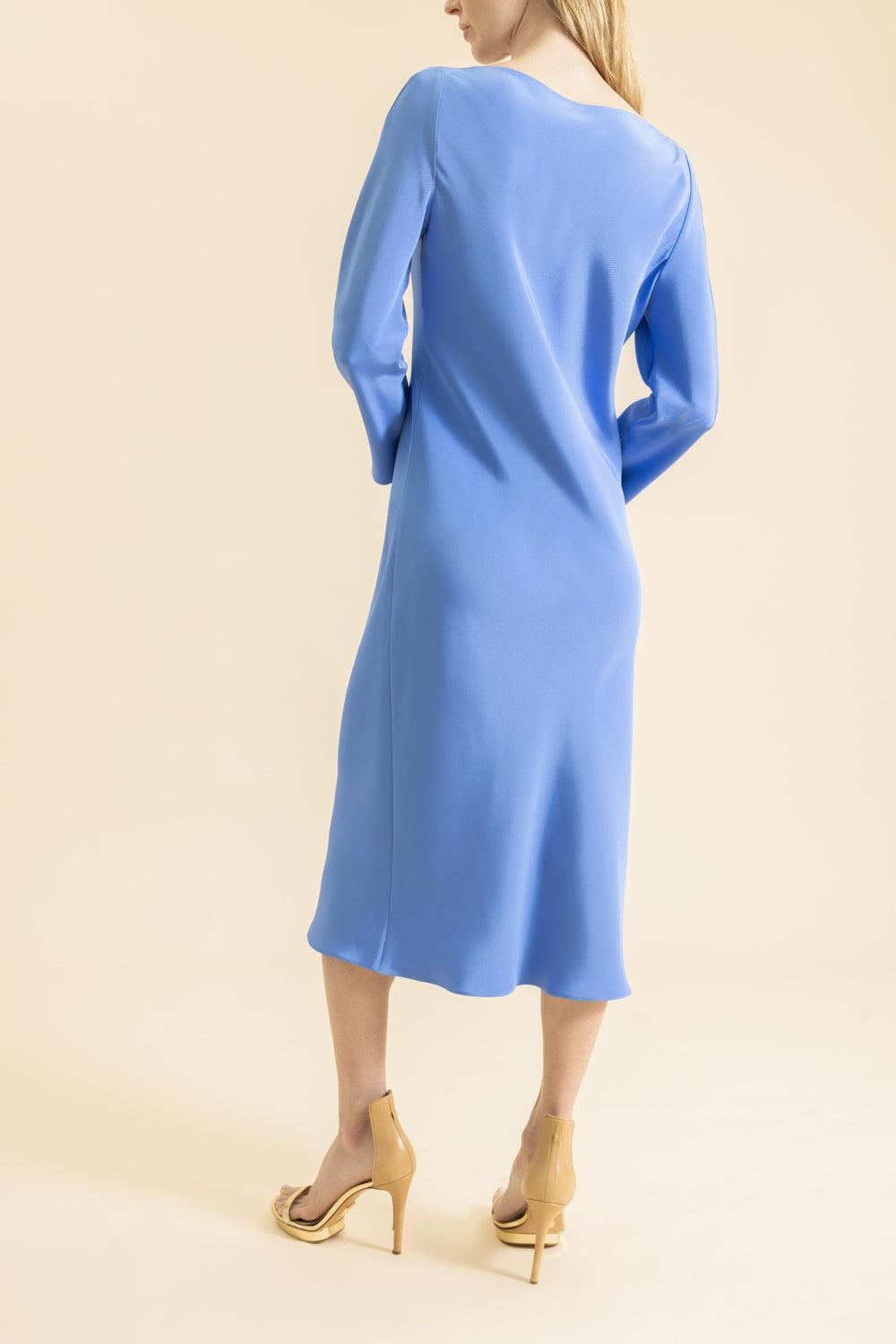 Long Sleeve Midi Dress - Medium Blue-MED BLUE-P-CLOTHINGDRESSCASUAL-PETER COHEN