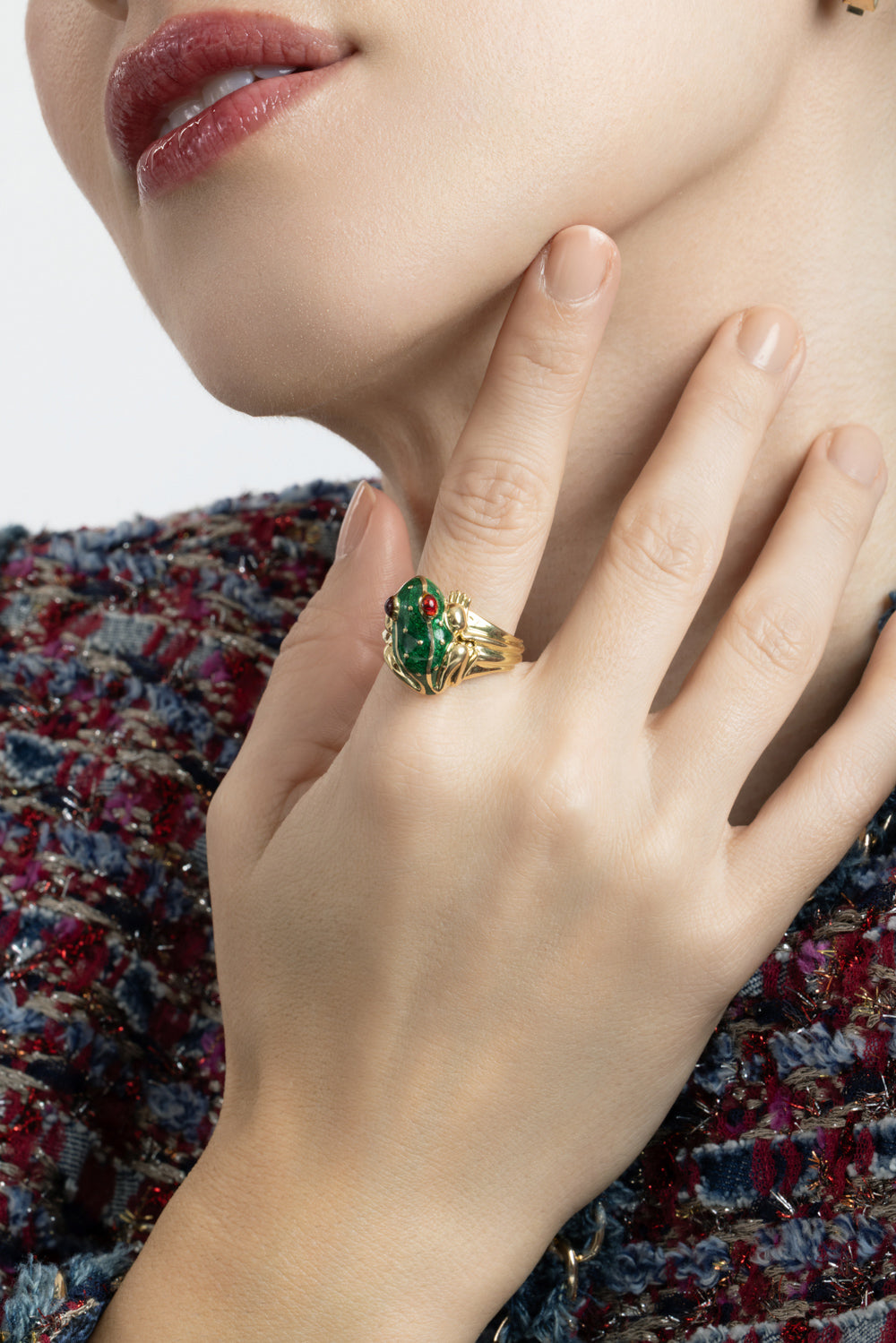 Green Red Baby Frog Ring-YELLOW GOLD-6-JEWELRYFINE JEWELRING-DAVID WEBB