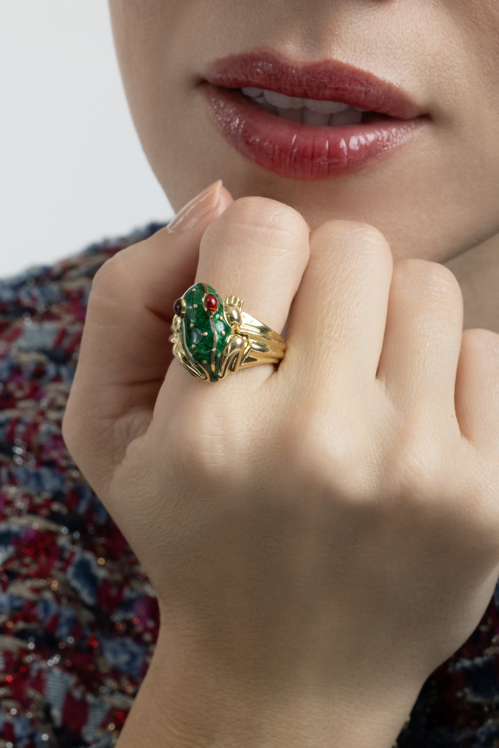  Green Red Baby Frog Ring-YELLOW GOLD-6-JEWELRYFINE JEWELRING-DAVID WEBB 