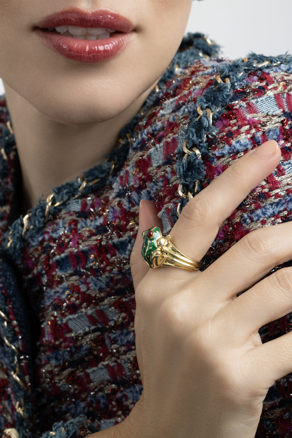 Green Red Baby Frog Ring-YELLOW GOLD-6-JEWELRYFINE JEWELRING-DAVID WEBB