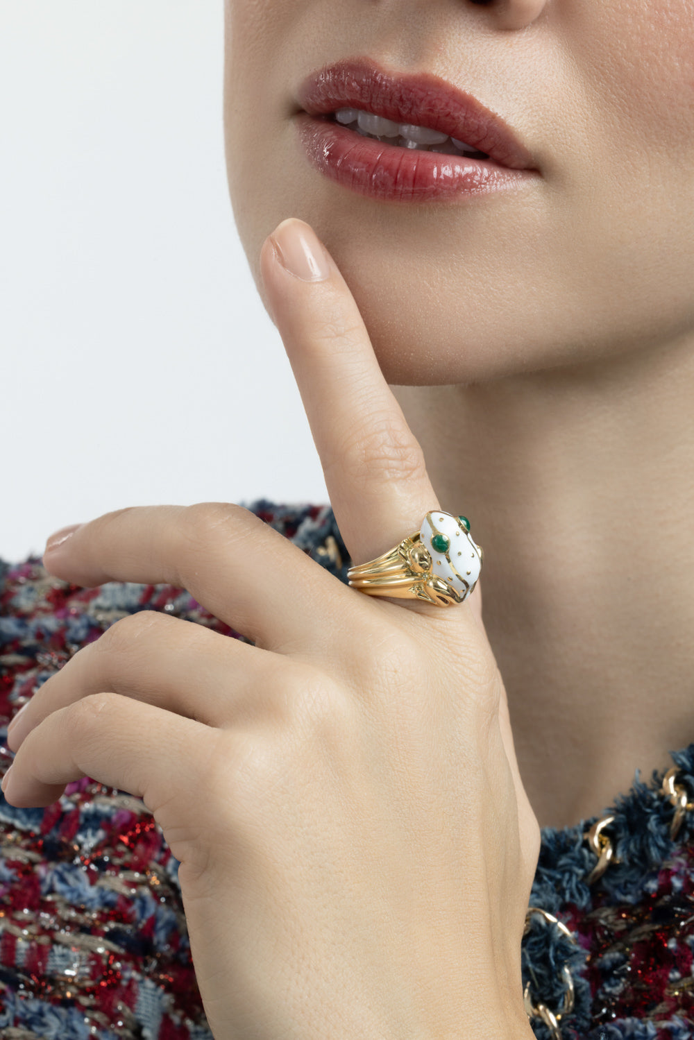  White Green Baby Frog Ring-YELLOW GOLD-6-JEWELRYFINE JEWELRING-DAVID WEBB 