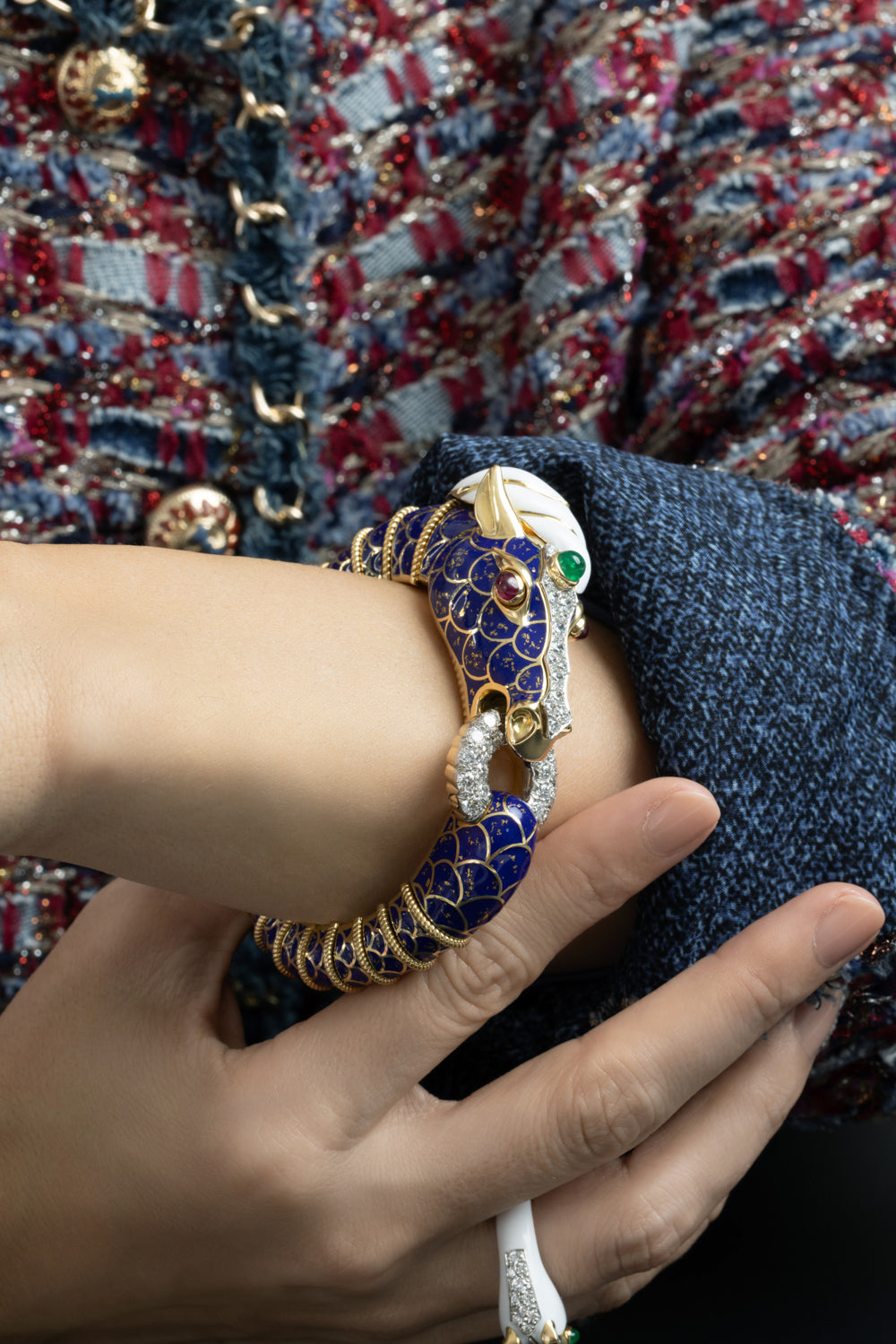  Diamond Blue Horse Bracelet-YELLOW GOLD-JEWELRYFINE JEWELBRACELET O-DAVID WEBB 