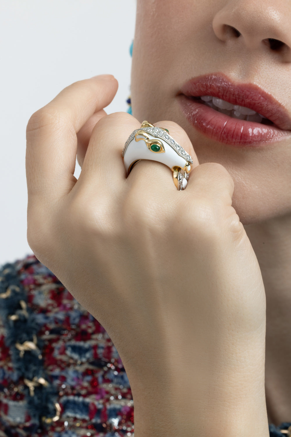 Diamond Emerald White Horse Ring-YELLOW GOLD-5.75-JEWELRYFINE JEWELRING-DAVID WEBB