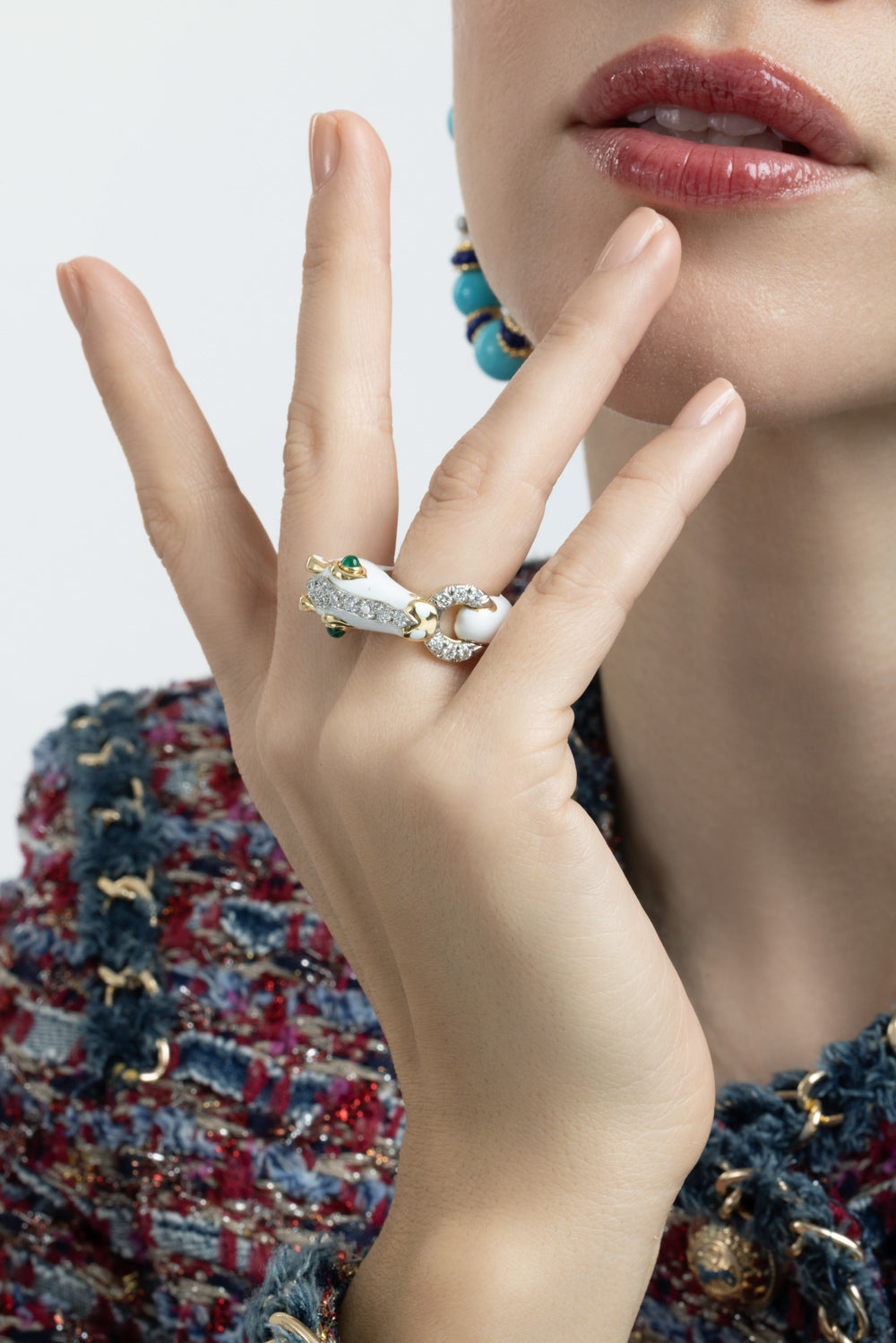 Diamond Emerald White Horse Ring-YELLOW GOLD-5.75-JEWELRYFINE JEWELRING-DAVID WEBB