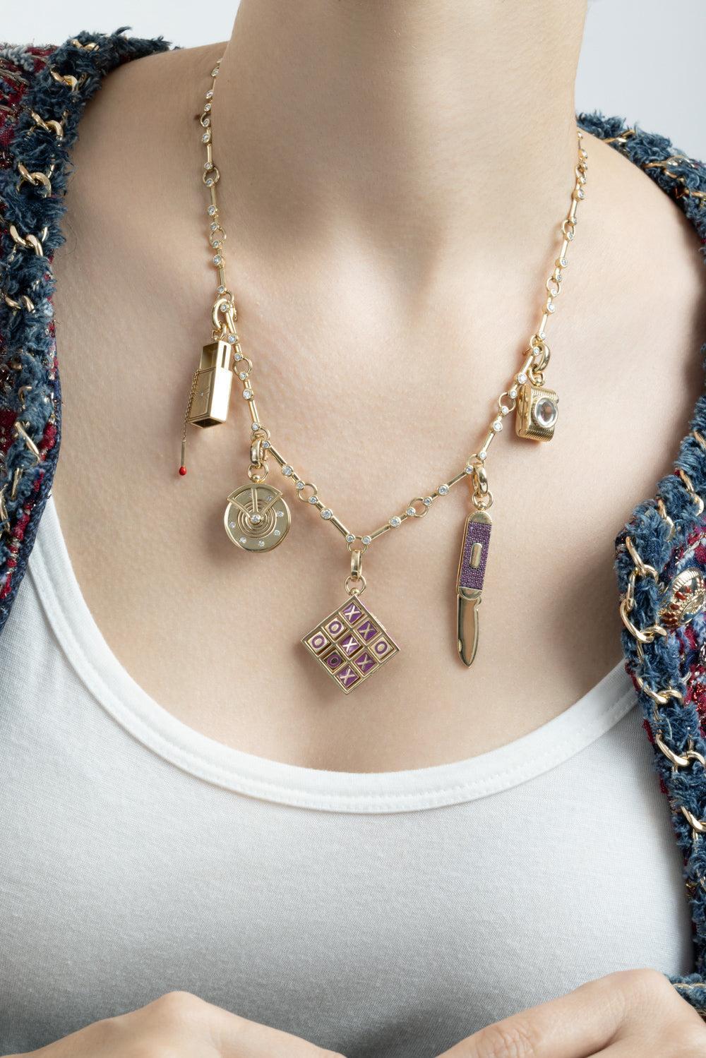  Diamond Purple Xoxo Pendant-YELLOW GOLD-JEWELRYFINE JEWELPENDANT-MINED + FOUND 