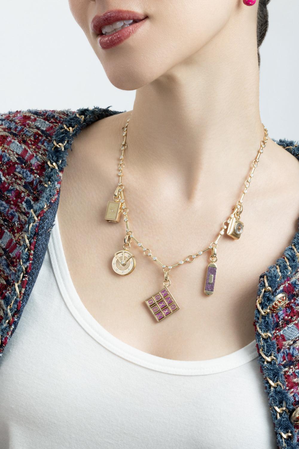  Diamond Purple Xoxo Pendant-YELLOW GOLD-JEWELRYFINE JEWELPENDANT-MINED + FOUND 