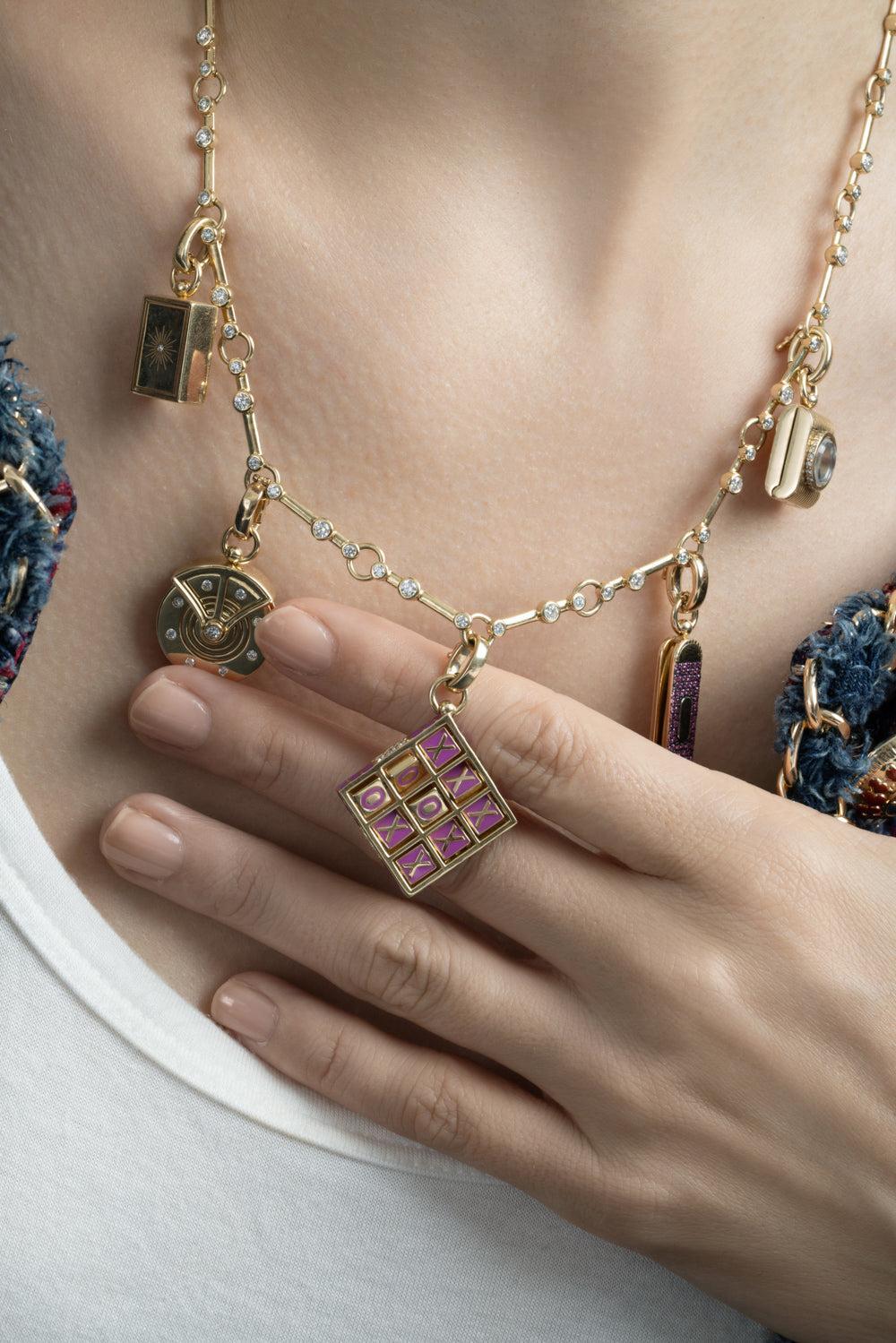Diamond Purple Xoxo Pendant-YELLOW GOLD-JEWELRYFINE JEWELPENDANT-MINED + FOUND