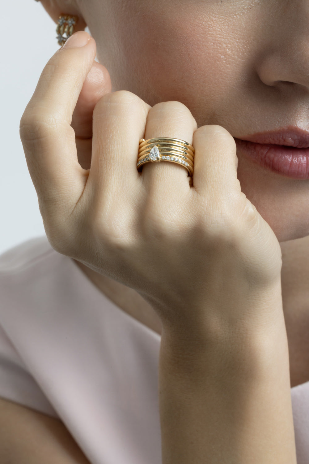  Diamond Pear Coiled Ring-YELLOW GOLD-6.25-JEWELRYFINE JEWELRING-SOFIA LAROUSSI 