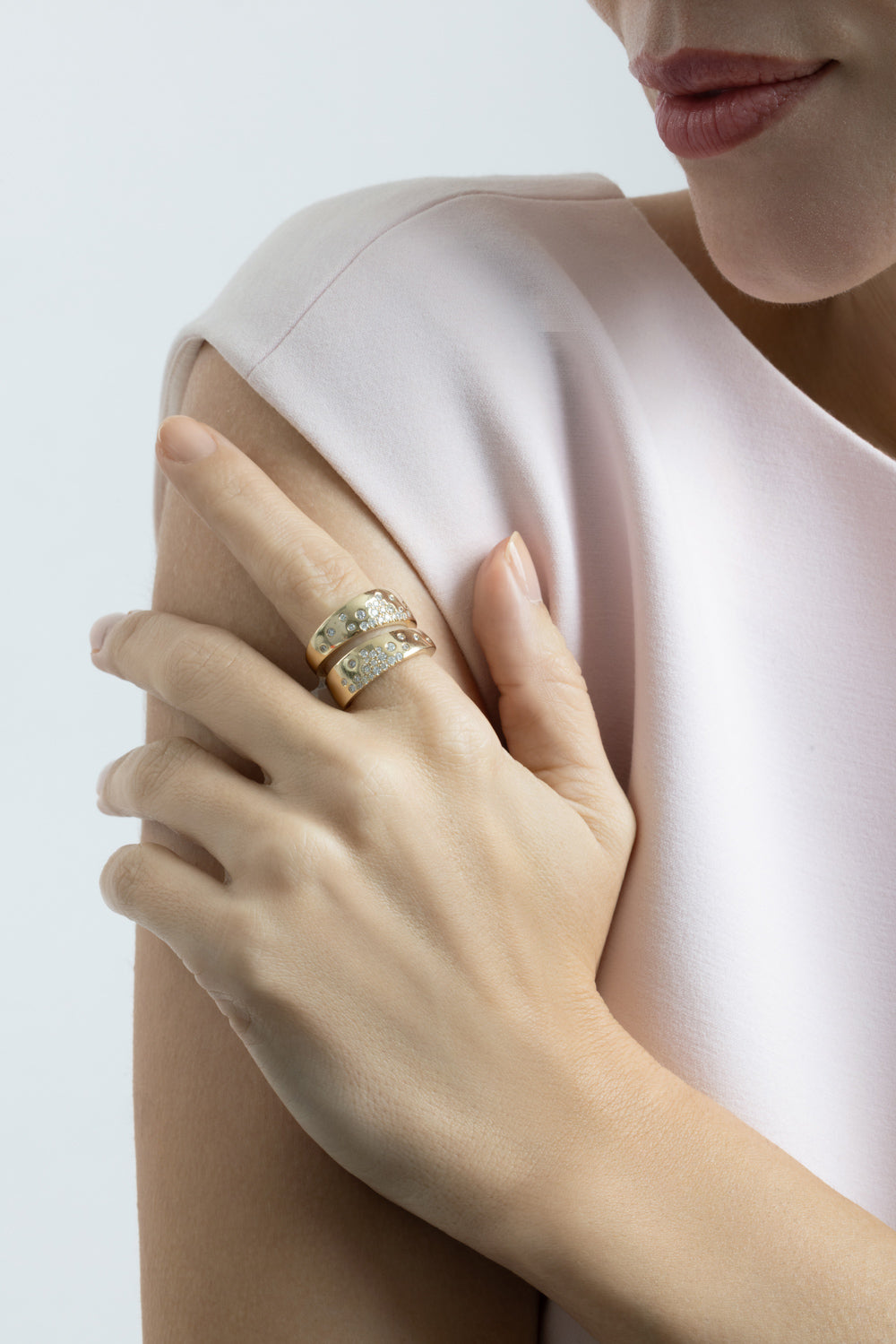  Diamond Scattered Two Row Ring-YELLOW GOLD-6.25-JEWELRYFINE JEWELEARRING-SOFIA LAROUSSI 