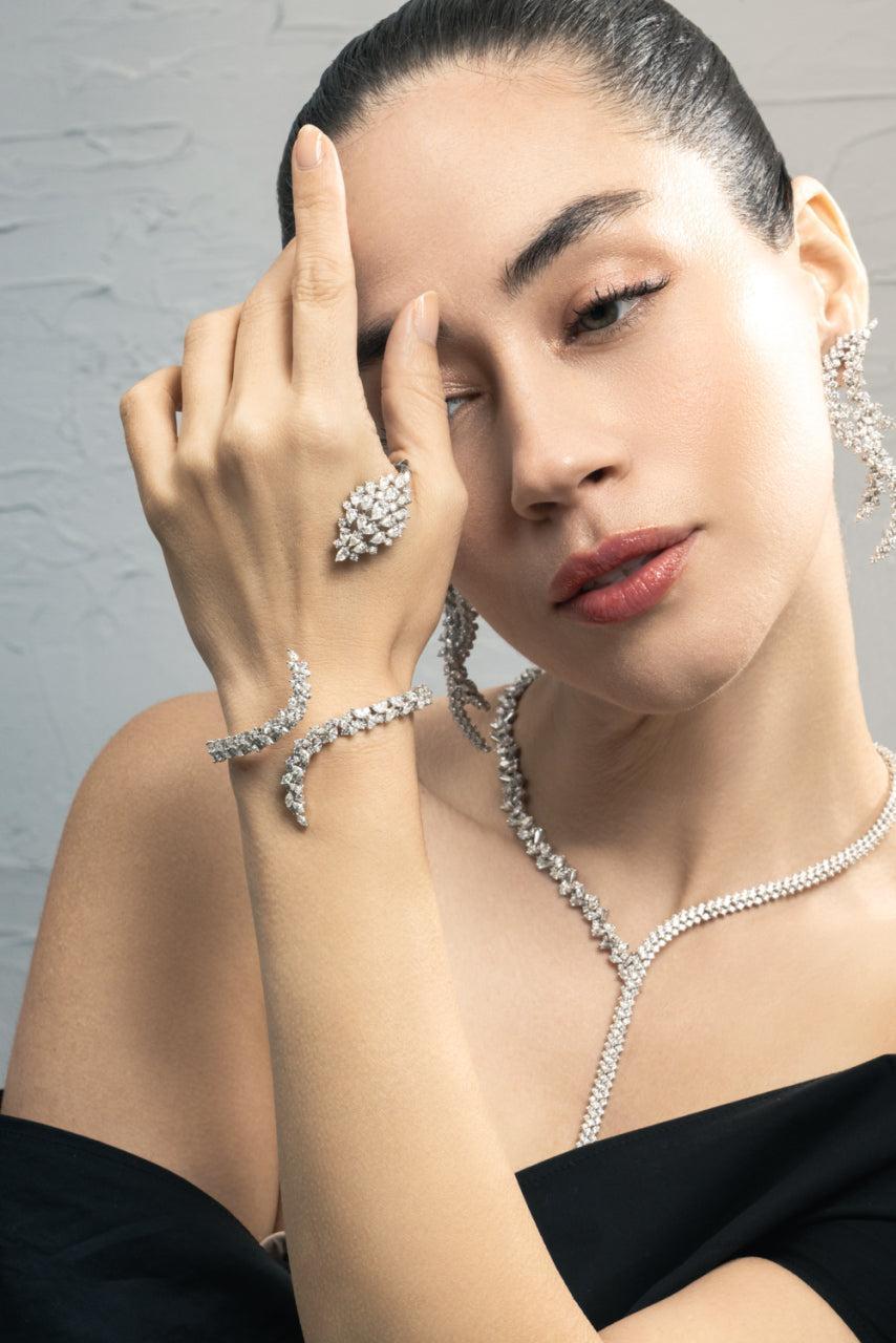 Diamond Y Couture Handpiece Bracelet-WHITE GOLD-JEWELRYFINE JEWELBRACELET O-YEPREM