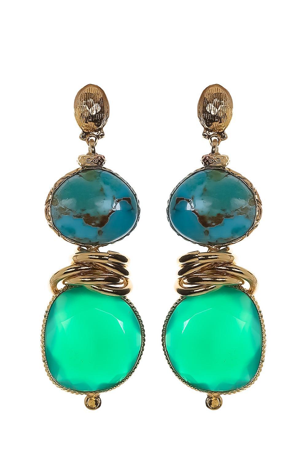 Turquoise Green Drop Sirena Earrings-GREEN-JEWELRYBOUTIQUEEARRING-GAS BIJOUX