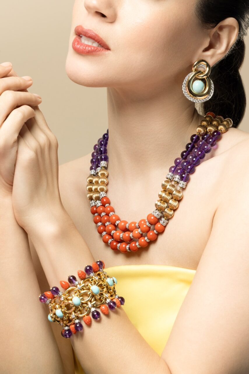 Turquoise Oyster Earrings-YELLOW GOLD-JEWELRYFINE JEWELEARRING-DAVID WEBB