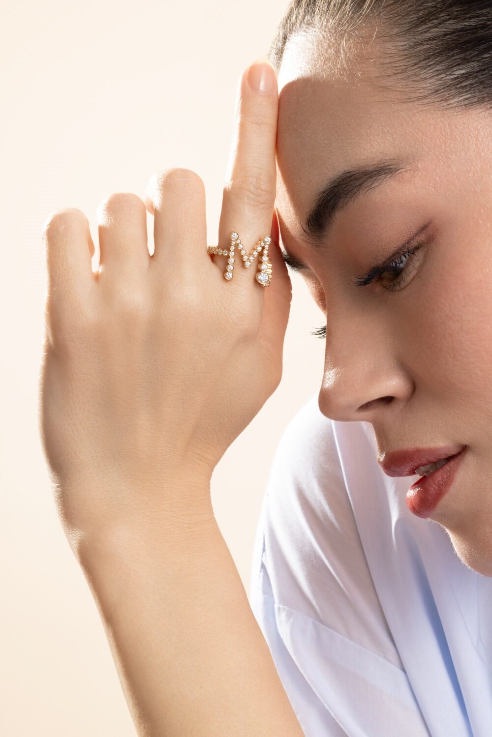 Diamond Ensemble Letter Ring-YELLOW GOLD-6.75-JEWELRYFINE JEWELRING-SOPHIE BILLE BRAHE