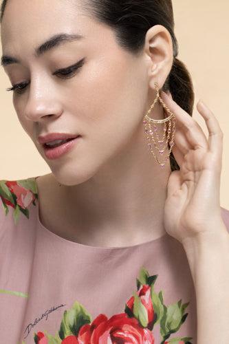 Pink Sapphire Affinity Chain Earrings-YELLOW GOLD-JEWELRYFINE JEWELEARRING-COOMI