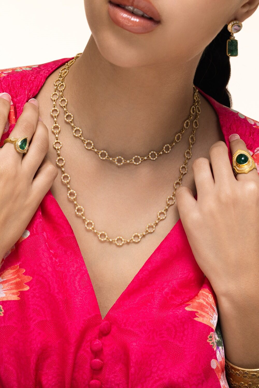 Diamond Round Link Chain Necklace-YELLOW GOLD-JEWELRYFINE JEWELNECKLACE O-COOMI