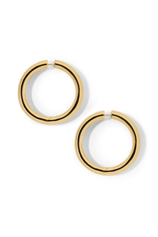 Baby Samira Hinged Hoop Earrings - Yellow Gold - 1.5in