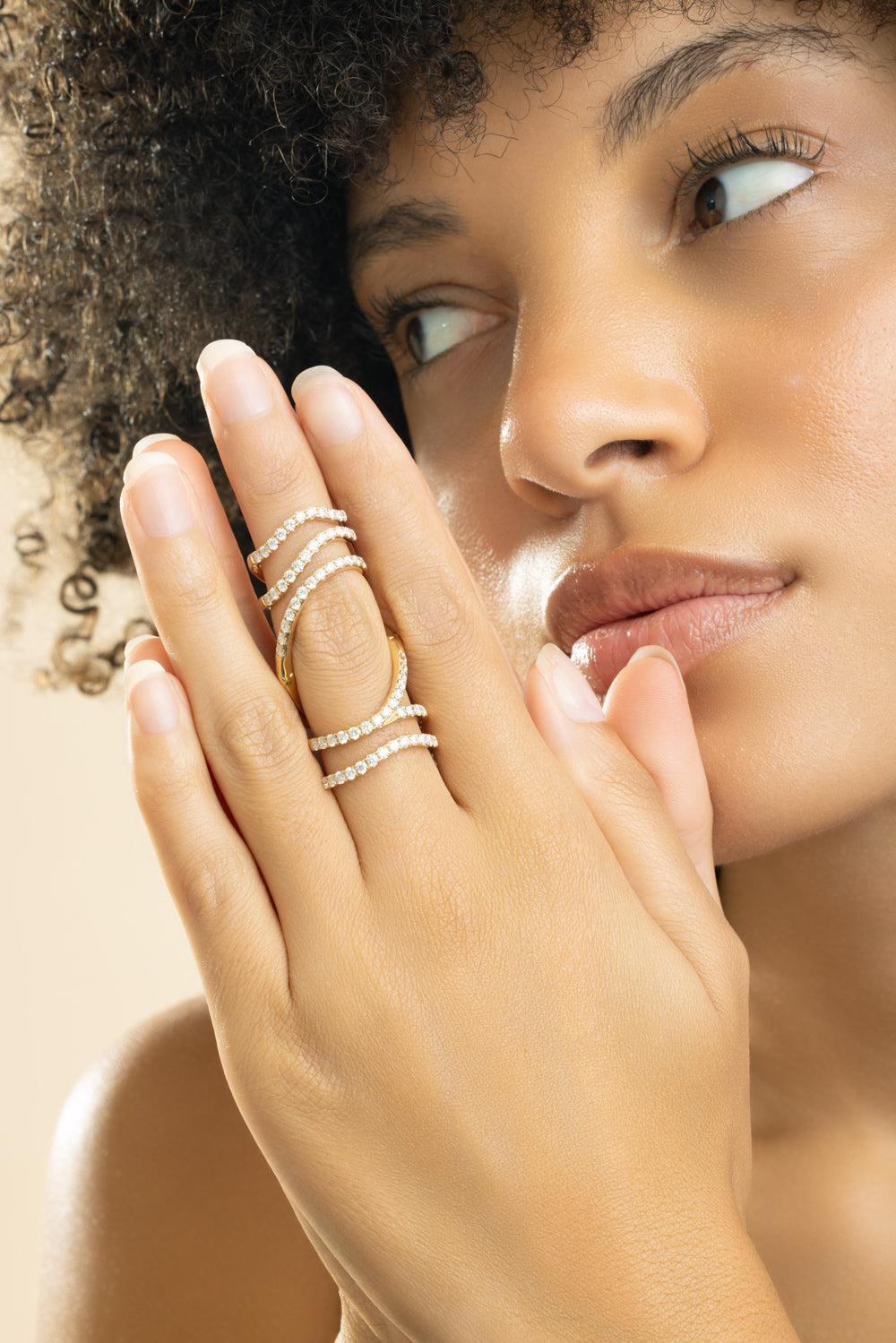 Diamond Mega Swirl Rio Ring-YELLOW GOLD-JEWELRYFINE JEWELRING-GRAZIELA