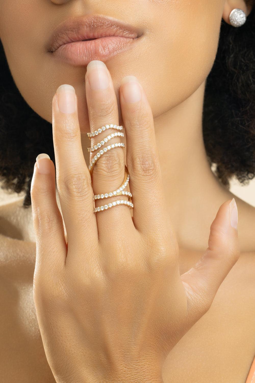 Diamond Mega Swirl Rio Ring-YELLOW GOLD-JEWELRYFINE JEWELRING-GRAZIELA