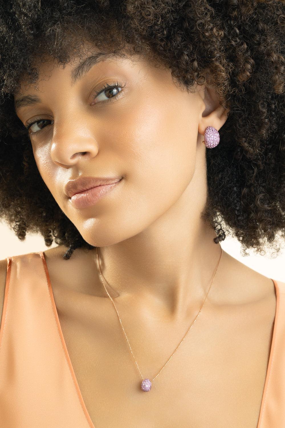 Pink Sapphire Bahia Statement Earrings-ROSE GOLD-JEWELRYFINE JEWELEARRING-GRAZIELA