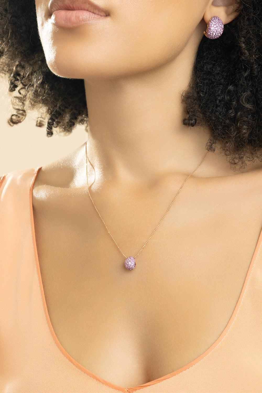 Pink Sapphire Bahia Pendant Necklace-ROSE GOLD-18-JEWELRYFINE JEWELNECKLACE O-GRAZIELA